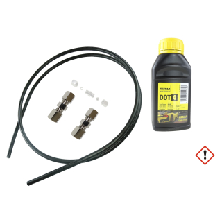 2x Bremsleitungsverbinder + 1m 8 mm Bremsleitung + 250ml...