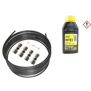 4x Bremsleitungsverbinder + 5m 8 mm Bremsleitung + 250ml Bremsflüssigkeit DOT 4