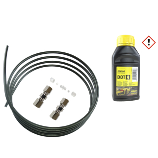 2x Bremsleitungsverbinder + 2m 8 mm Bremsleitung + 250ml Bremsflüssigkeit DOT 4