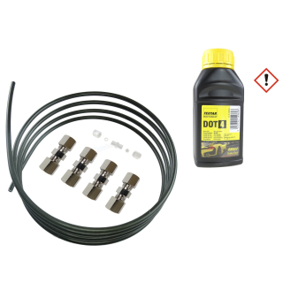 4x Bremsleitungsverbinder + 3m 8 mm Bremsleitung + 250ml...