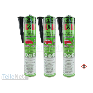 3x 310 ml PETEC K&D Karosseriekleber Dichtmasse schwarz 94730