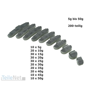 5-50g Schlaggewichte Sortiment 200-teilig Auswuchtgewichte Stahlfelge Gewichte