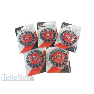 5x Drahtbürste 75mm Rund gezopft Stiehlbürste Bohrmaschine Rundbürste Scheibenbürste