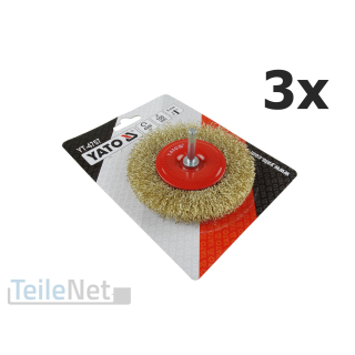 3x Drahtbürste 100mm Scheibenbürste Messing Stiehlbürste Bohrmaschine Rundbürste