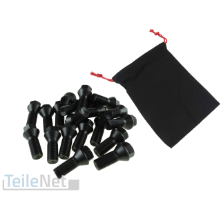 20x Radschrauben M14x1,25 Radbolzen schwarz inkl. Beutel für BMW Mini etc
