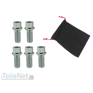 5x Radschrauben M14x1,5 Radbolzen inkl. Beutel für Audi Cupra Seat Skoda VW